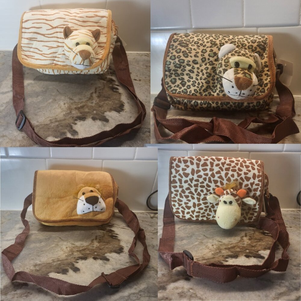 Animal Lion Tiger Leopard Giraffe Plush Purse Belt Fanny Bag Party favour All 4
